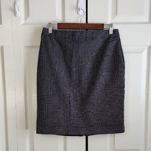 Liz Claiborne Black & White Geometric Print Pencil Skirt Size 10 Preppy Academia